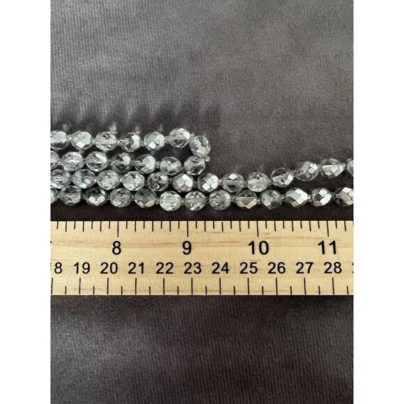 VTG Elegant Long Double-Strand Clear Crystal Bead Necklace - Picture 3 of 9